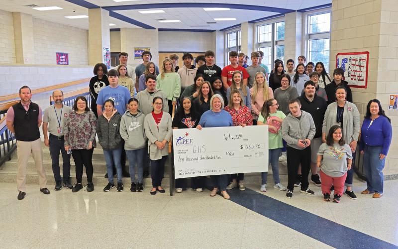 (THOMAS WALLNER | THE GRAHAM LEADER) Graham Public Education Foundation presented $10,310.65 to teachers from Graham High School for multiple programs. The programs purchased with the funding were A Day in the City, San Antonio Adventure and a continuation of the Pen Pal Program.