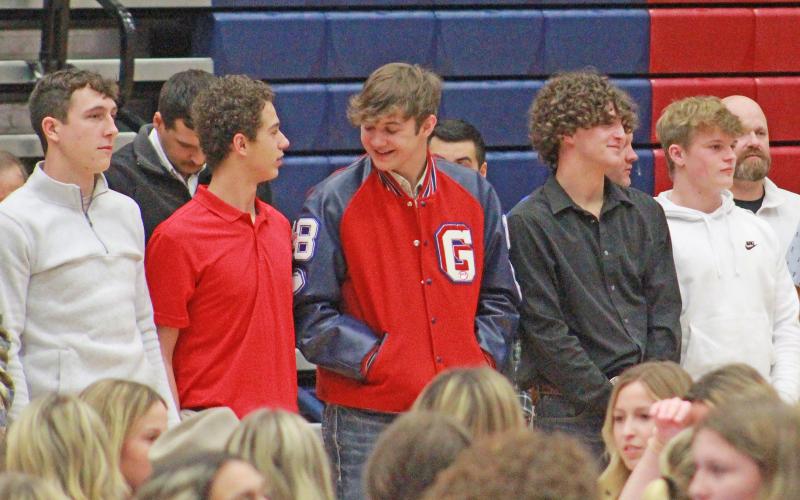 (TC GORDON | THE GRAHAM LEADER) Members of the Graham Steers football team receive recognition for their various accomplishments throughout the fall sports season.