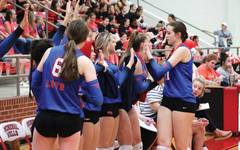 (ARCHIVE PHOTO | THE GRAHAM LEADER) After taking three hard losses, the Lady Blues volleyball team won five straight matches in September which included a three-set sweep over ranked Mineral Wells.