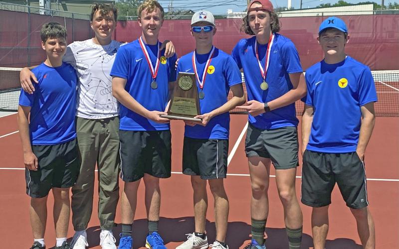 (CONTRIBUTED PHOTO | MANDY CERNOSEK) The Graham High School boys tennis team took second place during the District 6-4A tournament last weekend at Glen Rose High School.