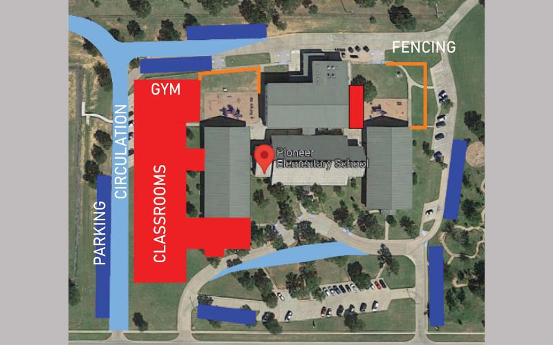 (GISD | CONTRIBUTED PHOTO) A satellite view of the changes at Pioneer Elementary School under the Proposition A bond option on the upcoming May election.