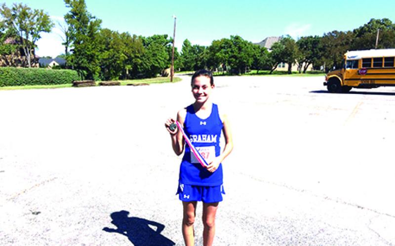 Khloe Morris led all of Graham’s varsity runners with her second-place individual finish at the Graham Invitation Cross Country meet at the Graham Country Club. 