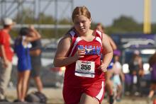 (KYLIE BAILEY | THE GRAHAM LEADER) Breaunna Reinert finished 207th out of 216 runners Wednesday, Sept. 20 at the Wyatt Dickerson Invitational in Alvord.