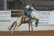(FILE PHOTO | THE GRAHAM LEADER) A participant in the 2020 Young County Rodeo at the Young County Arena. The event opens this year at the arena on Thursday, March 16 and runs through Saturday, March 18.