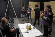 (THOMAS WALLNER | THE GRAHAM LEADER) Actors in the production of ‘A Golden Fleecing or the Undermining of Sarah Sweetflower’s Sarsaparilla Saloon and Bridal Shoppe’ rehearse at The Perry theater Saturday, Feb. 10. The show opens this week, starting Friday, Feb. 16.