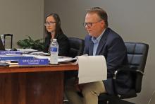 (THOMAS WALLNER | THE GRAHAM LEADER) Graham City Manager Eric Garretty speaks with the Graham City Council during their meeting held Thursday, Sept. 28. During the meeting the council gave approval for Garretty to advertise for bids regarding a water and wastewater rate study.