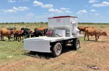 (CONTRIBUTED PHOTO | GRANT INGRAM) The Ranch Rover, an autonomous rover which aids ranchers with feeding, livestock monitoring and data collection. The rover was created by Smooth Ag Solutions which is moving to Graham.
