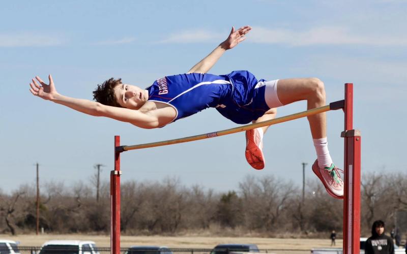 (ARCHIVE PHOTO | THE GRAHAM LEADER) Kaesan Stogner participates in a high jump heat during the Mineral Wells Ram Relays. The Steers and Lady Blues teams traveled Thursday, March 6 to Springtown where they continued their season at the Brad Legan Friends and Family Invitational Meet.