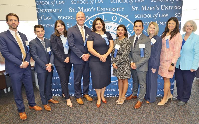 (ST. MARY’S UNIVERSITY | CONTRIBUTED PHOTO) John Brown, shown at far left, was recognized Friday, April 4 by St. Mary’s University School of Law as one of 10 outstanding alumni who have graduated within the past 10 years.