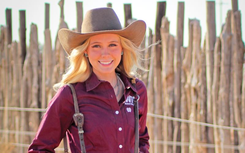 (LELA CHISHOLM | CONTRIBUTED PHOTO) Lela Chisholm of Graham is serving on the West Texas A&M University Ranch Horse team. The team competed in April and took home their first-ever national championship.