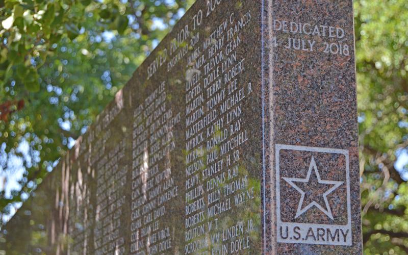 (ARCHIVE PHOTO | THE GRAHAM LEADER) The Young County New Century Veterans Memorial located near the Young County Courthouse. The NCVM board is seeking new names to be engraved on the memorial.