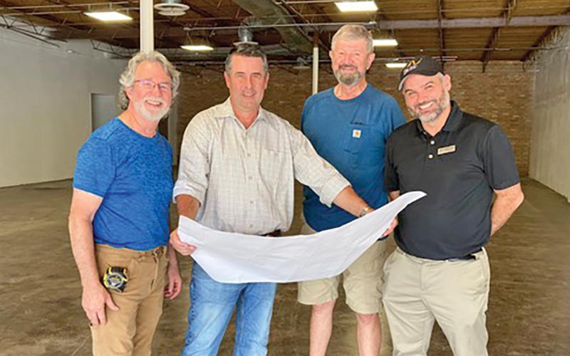 (DENNIS HEATH | CONTRIBUTED PHOTO) Graham Friends of The Arc board members met in July with Lone Star Architecture and The Arc of Wichita County regarding the HERO House located at 611 South St. in Graham. Shown from left to right are Dennis Heath, Matt Mayberry, Del Lee and Anthony Watkins.
