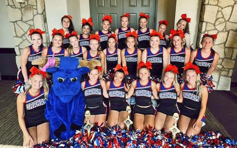 (CONTRIBUTED PHOTO | GRAHAM HIGH SCHOOL CHEERLEADING) The Graham High School cheer squad spent time at a camp last week where they worked on their craft and improved their chemistry as a team. The team also earned a number of awards for their performances throughout the week.