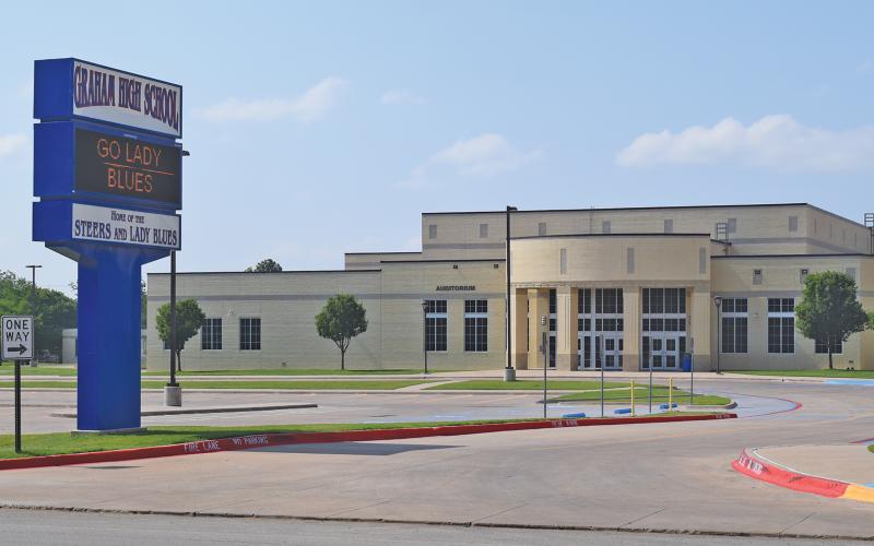 (ARCHIVE PHOTO | THE GRAHAM LEADER) The back of the Graham High School campus. Following the passage of Texas Senate Bill 13, Graham ISD moved to establish a School Library Advisory Council to focus on the collection and availability of library materials for students and faculty. 