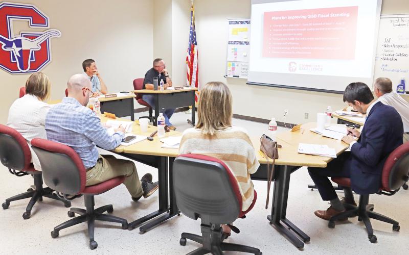 Graham ISD Chief Financial Officer Gary Browning speaks Aug. 27, 2025 with the GISD Board of Trustees regarding the upcoming fiscal year budget for the district. The board will meet Wednesday, June 3 to approve the budget and tax rate for the new fiscal year.