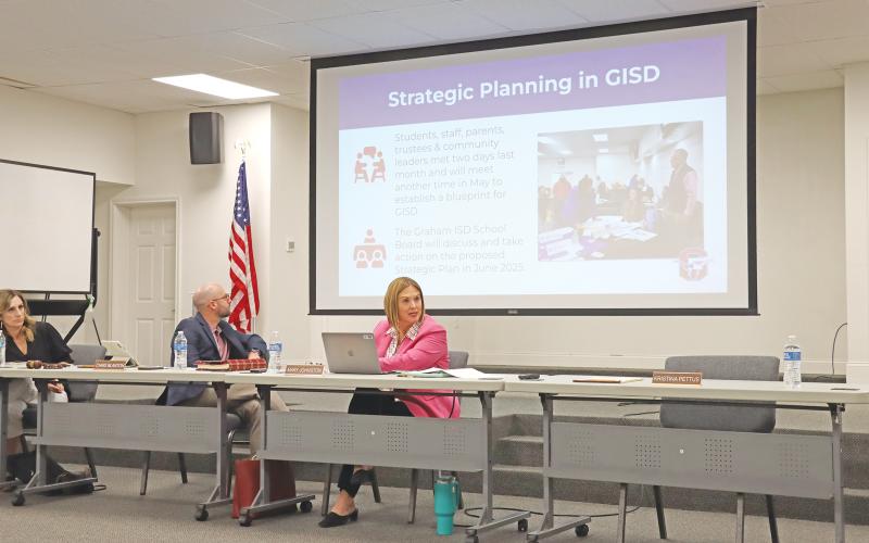 (THOMAS WALLNER | THE GRAHAM LEADER) Graham ISD Superintendent Mary Johnston speaks Wednesday, Aug. 14 regarding the strategic planning underway for the district. After an extended delay, the 2022-2023 accountability ratings were released Thursday, April 24 for districts around the state.