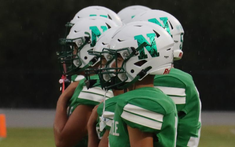 (THOMAS WALLNER | THE GRAHAM LEADER) The Newcastle Bobcats stand on the sideline prepared for one of their matchups earlier in the season. The Bobcats’ final matchup of the season will be at 7:30 p.m. Friday, Nov. 7, against the Bryson Cowboys on the road. 
