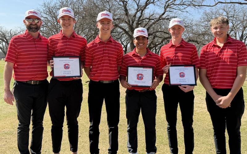 (GRAHAM HIGH SCHOOL | CONTRIBUTED PHOTO) The Graham Steers made a statement in the Steer Invitational after finishing first as a team Monday, March. 3. The team as a whole shot 322 and Lucas Todd finished at the top of the leaderboard while Jagger Nees came in right behind him in second. This was the Steers’ second straight tournament win. 