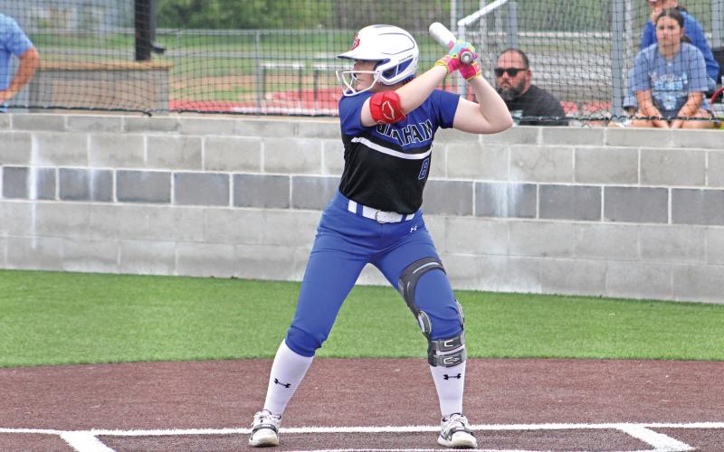 (ALEX HAVARDANSKY | THE GRAHAM LEADER) The Graham Leader is recognizing Zoey Harrell as this week’s Lady Blues Athlete of the Week. Harrell sent the Lady Blues to the playoffs with her two run walk off home run against the Mineral Wells Lady Rams. Harrell is a senior and a leader for the Lady Blues.