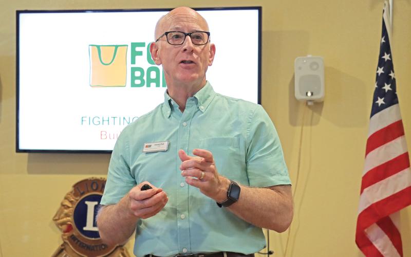 (ARCHIVE PHOTO | THE GRAHAM LEADER) Wichita Falls Area Food Bank CEO David O’Neil speaks with the Graham Evening Lions Club in July 2024 regarding the services they offer to 12 counties, including Young County through the Graham Crisis Center’s Food Pantry.