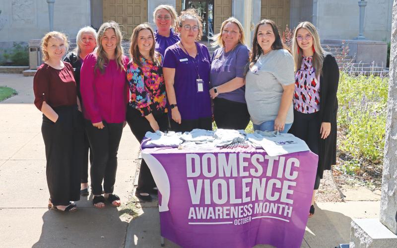 (ARCHIVE PHOTO | THE GRAHAM LEADER) Supporters of Graham Crisis Center and Affirming Texas Families Services gathered Oct. 17, 2024 at the Young County Courthouse to raise awareness for domestic violence.