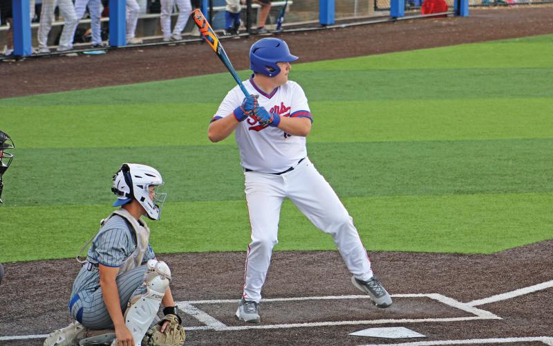 (ALEX HAVARDANSKY | THE GRAHAM LEADER) While the Steers ultimately had trouble getting the ball passed the infield in this game, they were still putting it in play early with runners on base leading to their only runs of the game against the Brock Eagles.