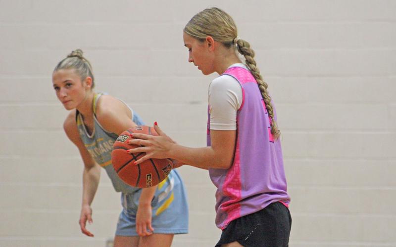 (ALEX HAVARDANSKY | THE GRAHAM LEADER) Ava Street attempts a free throw Thursday, May 1 against the Huckabay Lady Indians. Street also played a physical presence throughout both games defensively. 