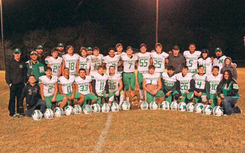 (ARCHIVE PHOTO | THE GRAHAM LEADER) The Newcastle Bobcats finished the season with a 10-2 overall record and earned a bi-district championship in the playoffs. With their season over, the team collected a large number of All-District selections for players’ performances throughout the year.