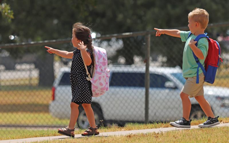 (THOMAS WALLNER | THE GRAHAM LEADER) Students from Pioneer Elementary School are picked up on the first day of school for Graham ISD during the 2024-2025 school year Wednesday, Aug. 13. The district and individual campuses had their 2024-2025 A-F Accountability Ratings released Friday, Aug. 15.