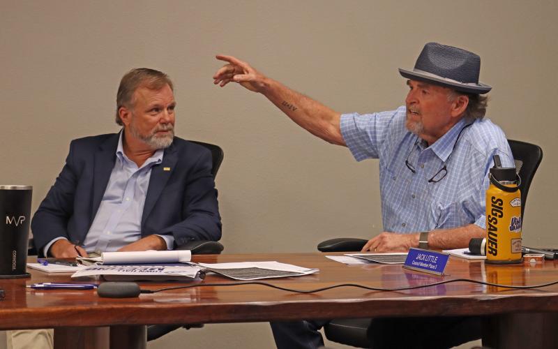 (THOMAS WALLNER | THE GRAHAM LEADER) Graham City Council Member Jack Little speaks to members of the community regarding the state of the city during a town hall meeting Tuesday, Aug. 26. The city hosted the meeting to receive feedback from the community on any issues.