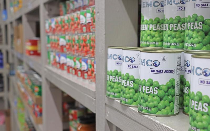 (ARCHIVE PHOTO | THE GRAHAM LEADER) Food stacked up on the shelves at the Graham Crisis Center’s Food Pantry. The food pantry service is available to all whose income is below the poverty line. 