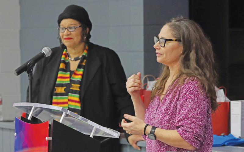 (THOMAS WALLNER | THE GRAHAM LEADER) Dr. Tamra Walter, a historical archaeologist and associate professor of archeology at Texas Tech University, gives an update on research of a the Oak Grove Colored - William P. Johnston Cemetery.