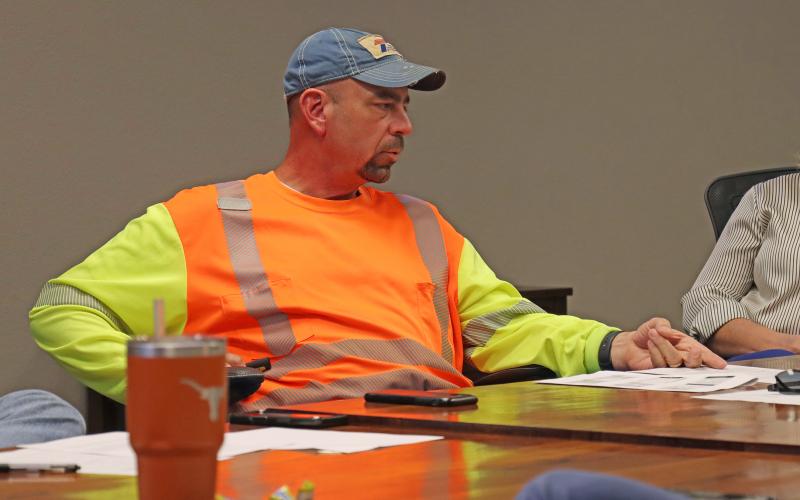 (THOMAS WALLNER | THE GRAHAM LEADER) Texas Department of Transportation Graham Area Engineer Zach Husen speaks at a meeting Tuesday, Oct. 21 of the Transportation Improvements Committee for the city of Graham.