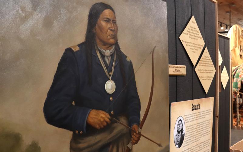 (THOMAS WALLNER | THE GRAHAM LEADER) Local artist Gaven Henderson was commissioned by the Young County Museum of History and Culture to do artwork of the Kiowa War Chief Satanta.