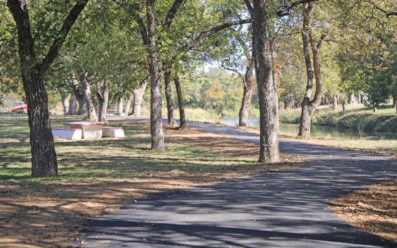 (ALEX HAVARDANSKY | THE GRAHAM LEADER) Completed work on the Firemen’s Park trail project that is the final piece of improvement work for the park utilizing matching funding awarded by the Texas Parks and Wildlife Department. 
