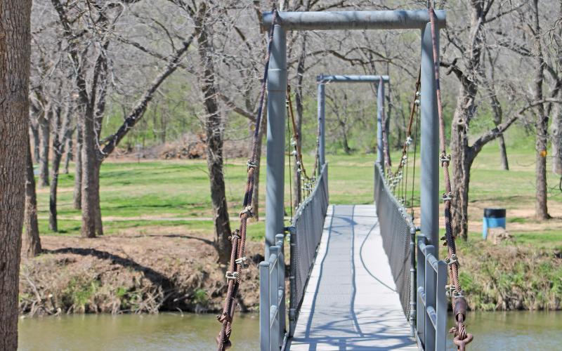 (ARCHIVE PHOTO | THE GRAHAM LEADER) The bridge over Salt Creek at Firemen's Park in Graham. The park is one of three options being considered for a potential kayak launch along with Salt Creek Park and a location near Ribble Road.
