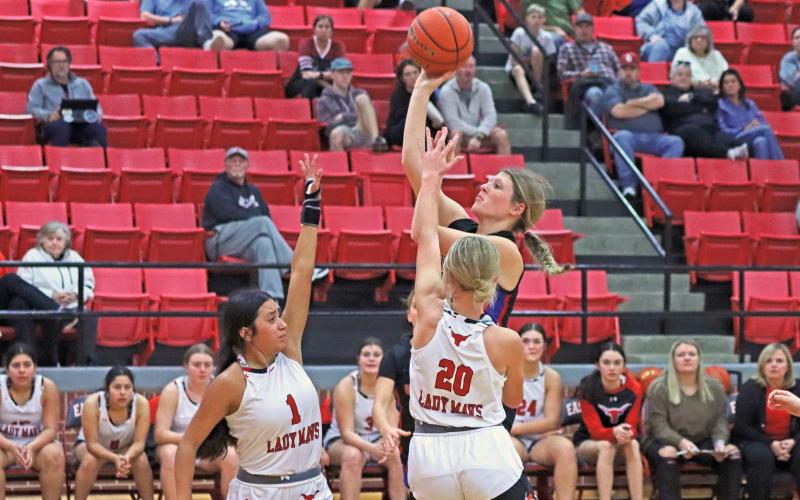 (ARCHIVE PHOTO | THE GRAHAM LEADER) The Graham Leader is recognizing Briley Randall as this week’s Athlete of the Week. Randall scored five points in the Lady Blues’ 60-25 loss to the Eula Lady Pirates in their matchup Tuesday, Jan. 6. 
