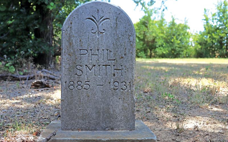 (THOMAS WALLNER | THE GRAHAM LEADER) One of the few standing grave markers in the William P. Johnston Cemetery in Graham which is owned by Young County. The county, with the help of the William P. Johnston Cemetery Preservation Board, are working on steps to uncover the history of the cemetery.