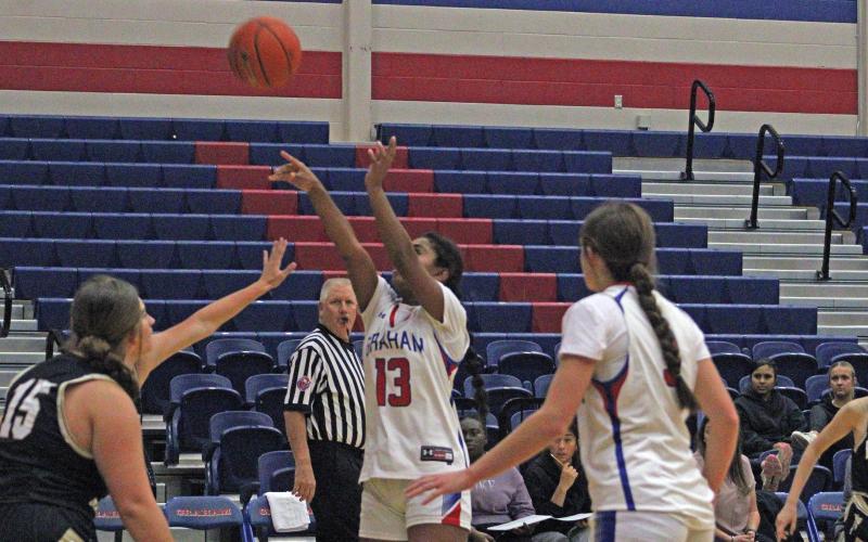 (ALEX HAVARDANSKY | THE GRAHAM LEADER) The Graham Leader recognizes Carmen McGee as this week’s athlete of the week. McGee led the junior varsity Lady Blues in scoring in their 38-29 victory over the Mineral Wells Lady Rams in a matchup Thursday, Jan. 22. 