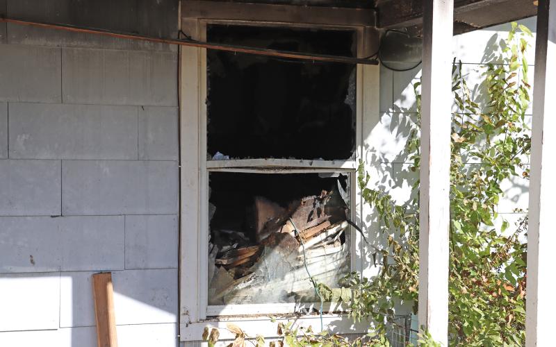 (THOMAS WALLNER | THE GRAHAM LEADER) A front window of the Loftis home at 1101 Privado St. in Graham where a fire occurred Monday, Nov. 10. The family escaped with minor injuries, but are seeking community support as they find a new living situation.