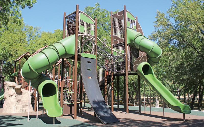 (TC GORDON | THE GRAHAM LEADER) The playground at Firemen's Park in Graham which was closed last week due to heat concerns. A child received second-degree burns as a result of the slide at the playground which led the city to test the equipment and temporarily close the park.