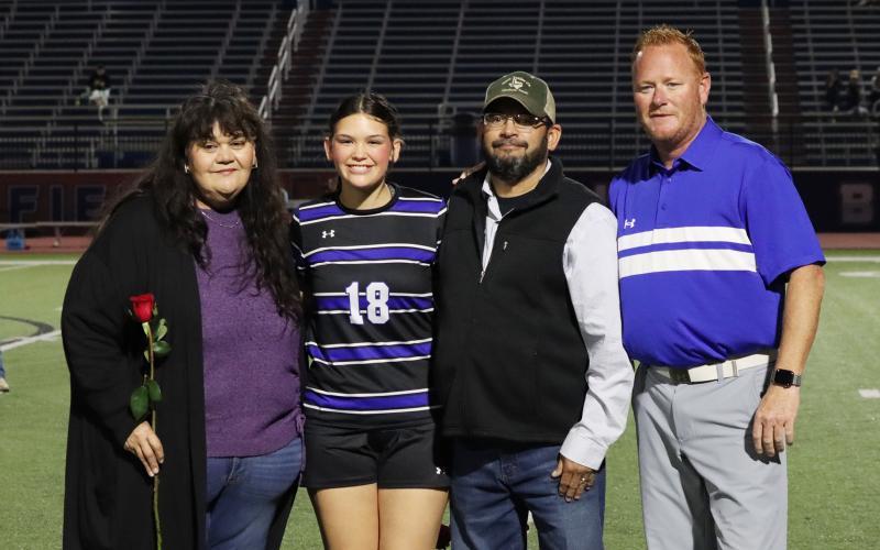(THOMAS WALLNER | THE GRAHAM LEADER) Jaci Andrews is honored during senior night with her family.