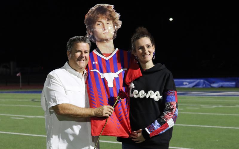 (THOMAS WALLNER | THE GRAHAM LEADER) Nik Wankowicz is honored during senior night with his family.
