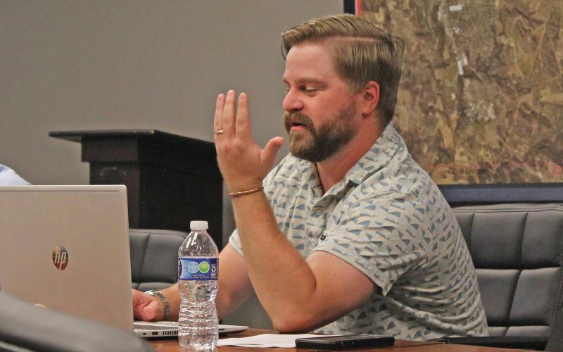 (THOMAS WALLNER | THE GRAHAM LEADER) Assistant City Manager Grant Ingram speaks with the Graham Parks Department Board of Directors during their meeting Tuesday, Sept. 17.