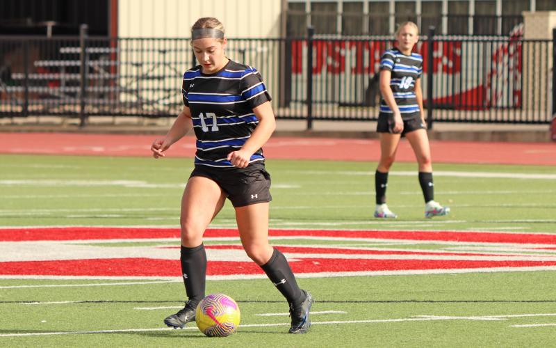(THOMAS WALLNER | THE GRAHAM LEADER) Adi Pinkston was a crucial player for the Lady Blues during their recent game against Burkburnett. Pinkston brought three points on the board for the team during free shots and helped lead the team to a 5-0 blowout victory.