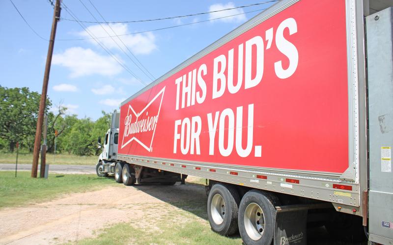 (ALEX HAVARDANSKY | THE GRAHAM LEADER) Anheuser-Busch dispatched a truck to deliver the large supply of water Thursday, June 5. The company will periodically dedicate themselves to making water deliveries to combat wildfire areas by keeping firefighters hydrated. 