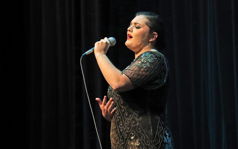 (ARCHIVE PHOTO | THE GRAHAM LEADER) Lainey Herring sings Skyfall by Adele during the talent portion of the All-American Girl Pageant held Saturday, Feb. 24 at Memorial Auditorium in Graham. Singing is one of the many ways contestants can showcase their skills in the upcoming Graham’s Got Talent event also held at the auditorium.