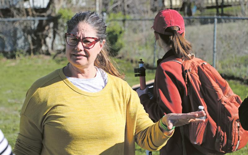 (KYLIE BAILEY | THE GRAHAM LEADER) Dr. Tamra Walters, associate professor of archaeology at Texas Tech University, brought four students and one consultant to Graham last weekend to begin the group's archaeological study at the Oak Grove Colored-William P. Johnston Memorial Cemetery.