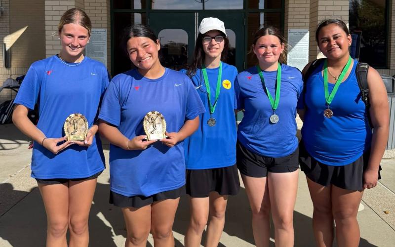 (GHS TENNIS | CONTRIBUTED PHOTO) The Lady Blues doubles teams of Jade Dospapas and Kline Krupp and Stacey Gonzalez and Hope Jones scored first and second place in the Arlington Colts Tournament.