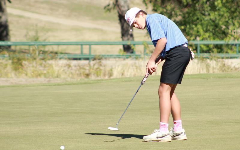 (TC GORDON | THE GRAHAM LEADER) Jagger Nees is only a freshman but he plays golf like an upperclassmen. This past week, Nees finished third in the Steers’ district tournament and advanced to the regional tournament in Lubbock in a few weeks. He’s improved all season and has shown an ability to compete with anyone on the golf course.